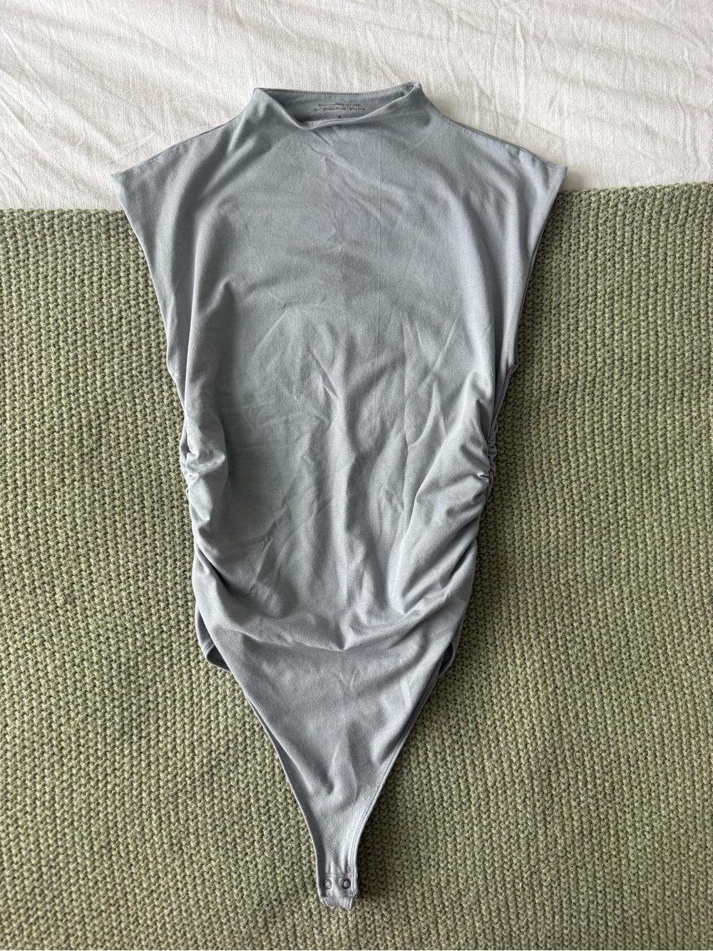 Abercrombie & Fitch Light Gray Sleeveless Ruched Bodysuit